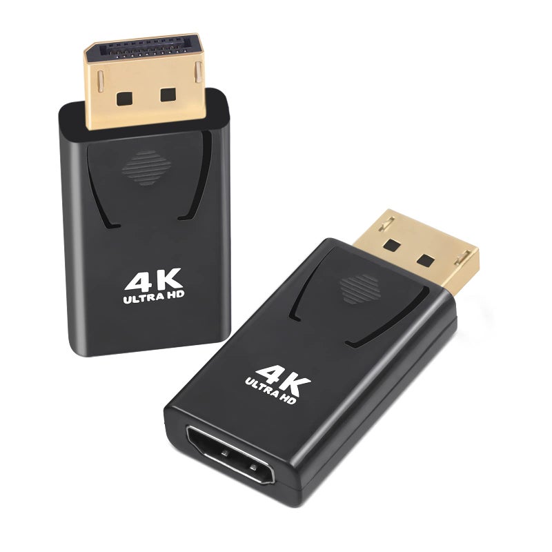 Guamar 4K DisplayPort to HDMI Adapter: 2-Pack Display Port to HDMI (Monitor) Converter - DP Male to Female Connector Gold-Plated for HP Laptop, PC, AMD, NVIDIA, HDTV, GPU, Projector, Desktop - Image 1